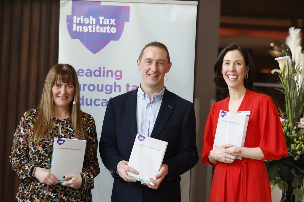 launch of Valuations for Tax Purposes at Annual Conference 2023 are (l-r) Author Marie Flynn, PwC Private, Colm Browne, Irish Tax Institute President, and Úna Maguire, Director of Professional Services, Irish Tax Institute