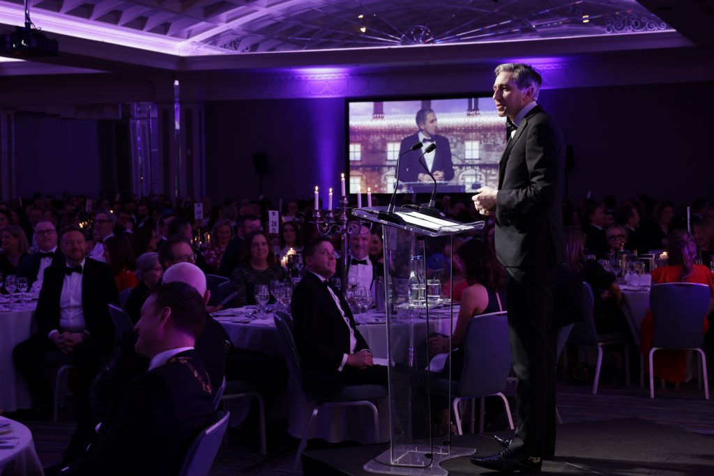 Tánaiste and Minister for Finance, Simon Harris TD, delivering his keynote address at the Irish Tax Institute's Annual Dinner 2026.