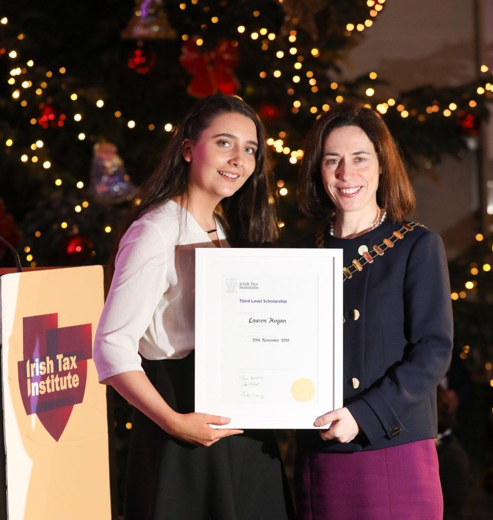 Irish Tax Institute, Third Level Scholarship 2018 Award Winner – Lauren Hogan.